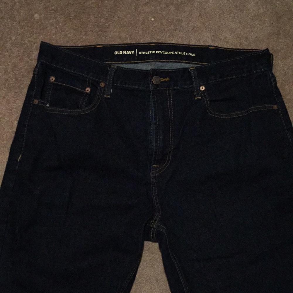 Old Navy athletic flex fit dark blue jeans